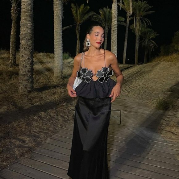 ZARA RHINESTONE FLORAL POPLIN TOP - Picture 9 of 13